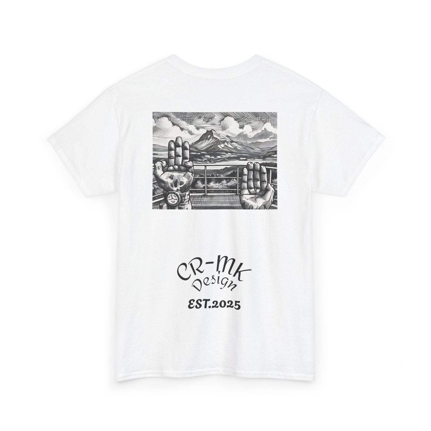 CR-MK Camiseta simple //Simple Black and White ¨Moaña¨ Design Unisex Heavy Cotton Tee