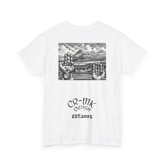 CR-MK Camiseta simple  //Simple Black and White ¨Moaña¨ Design Unisex Heavy Cotton Tee